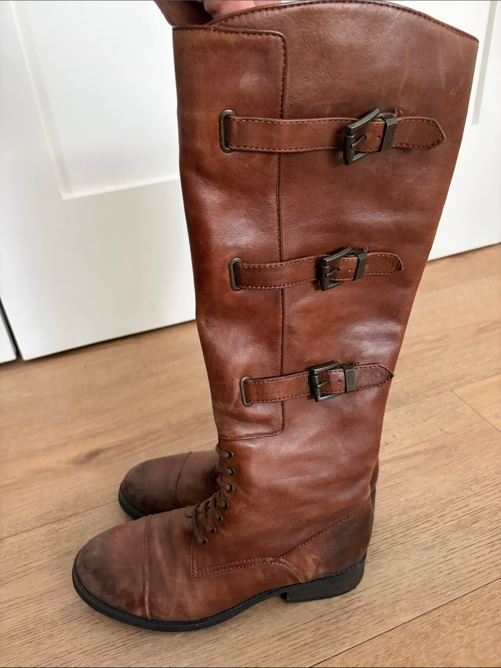 Vince Camuto Brown Leather Knee-High Riding Boots